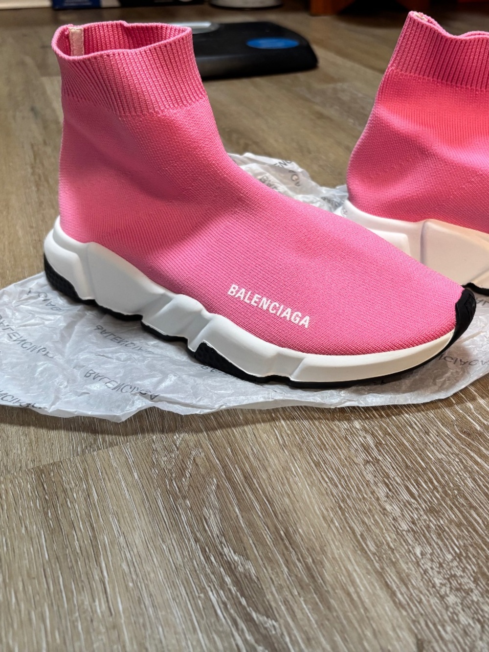 Pink balcenciaga speed trainers
